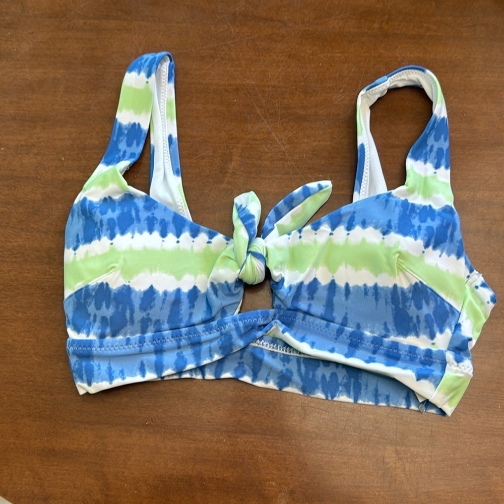 Aerie Scoop Tie Dye Blue Green Bikini Top Size XS - Picture 2 of 5